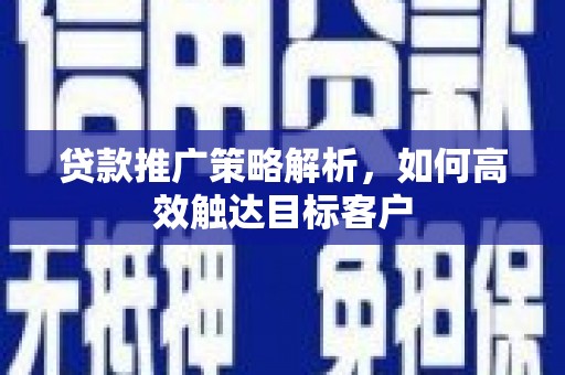 施秉贷款推广策略解析，如何高效触达目标客户