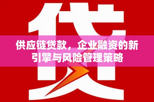 定州供应链贷款，企业融资的新引擎与风险管理策略