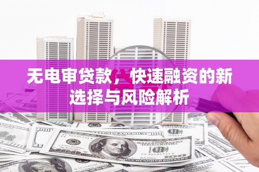 韶关无电审贷款，快速融资的新选择与风险解析